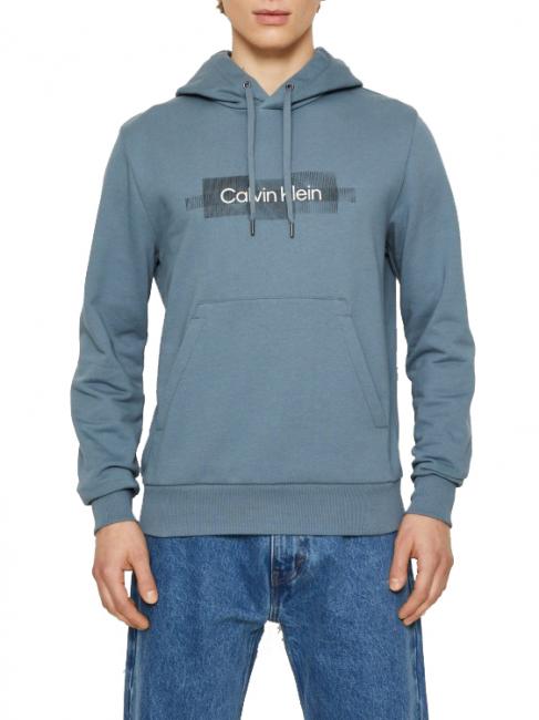 CALVIN KLEIN BOX STRIPED LOGO Hoodie gray tar - Sweatshirts