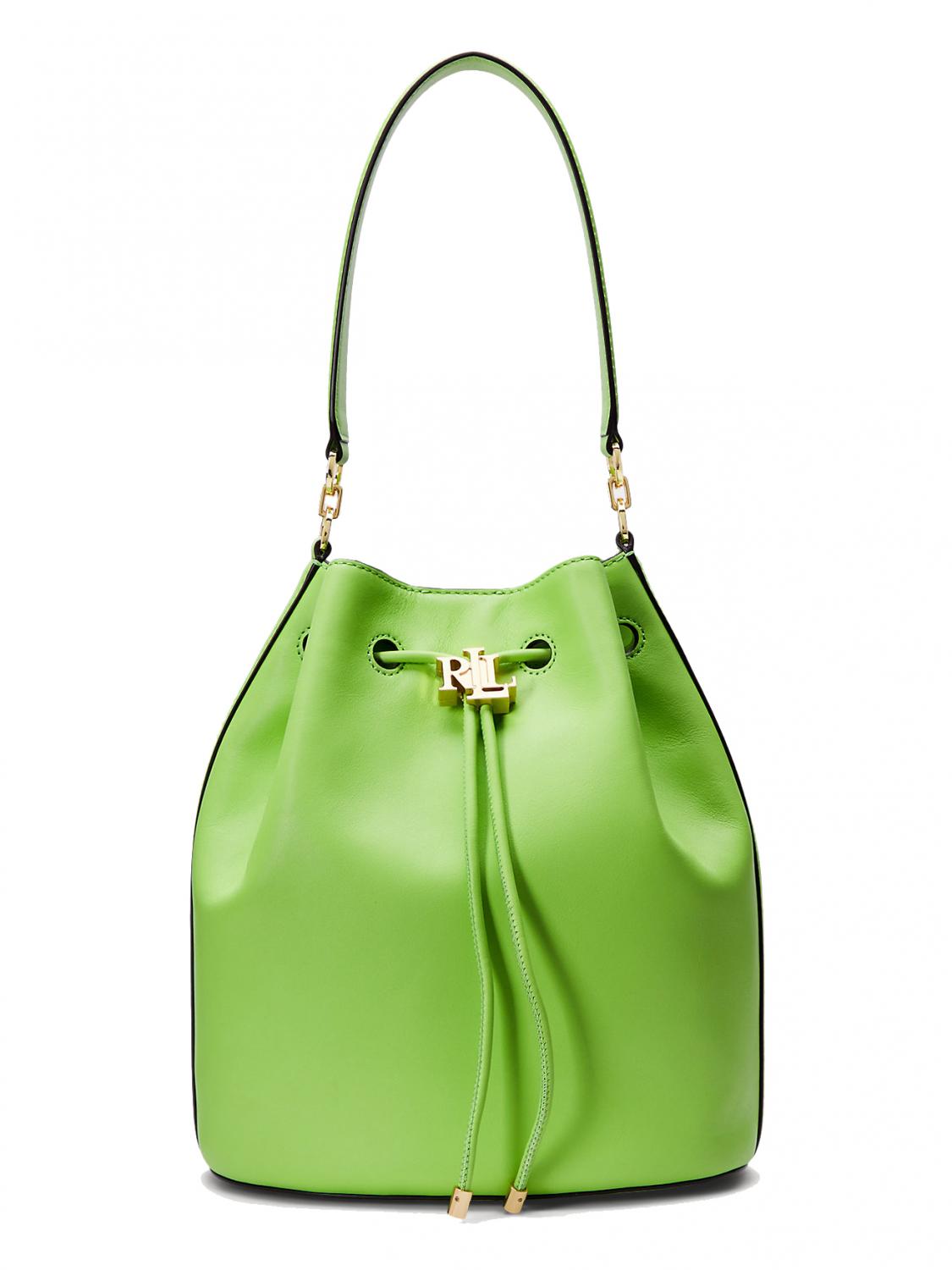 Ralph Lauren Andie Large Leather Bucket Bag Green Riviera - Buy At Outlet  Prices!
