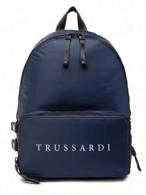 TRUSSARDI SPEEDY LETTERING Nylon backpack, 15.6" pc holder blue - Laptop backpacks