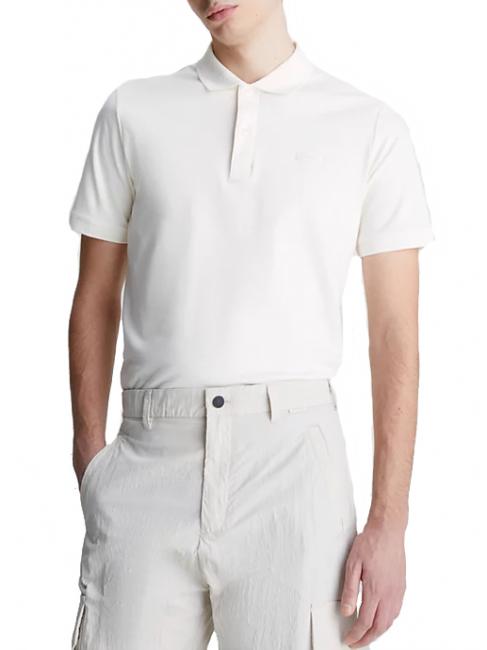 CALVIN KLEIN SMOOTH Slim Short-sleeved polo shirt, in cotton egret - Polo shirt