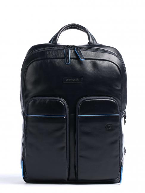 PIQUADRO BLUE SQUARE Revamp 14" laptop backpack, in leather blue - Laptop backpacks