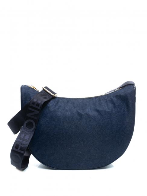 BORBONESE LINEA ECO LUNA Hobo bag, in jet op fabric blue - Women’s Bags