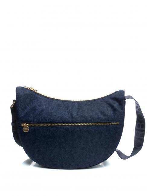 BORBONESE LUNA M LUNA Shoulder bag in jet fabric op blue - Women’s Bags