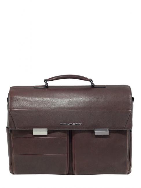 PIQUADRO PAAVO 15.6" laptop briefcase, in leather MORO - Work Briefcases