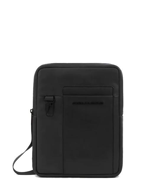 PIQUADRO FINN iPad bag, in leather Black - Over-the-shoulder Bags for Men