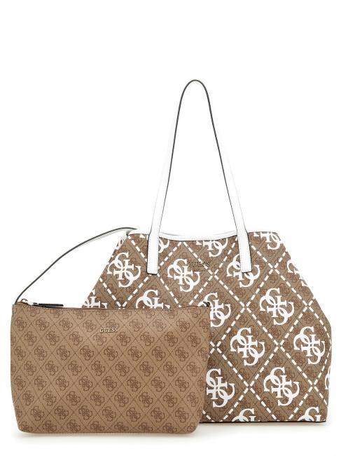 GUESS VIKKY L Shopping bag with clutch milk logo/white - Women’s Bags