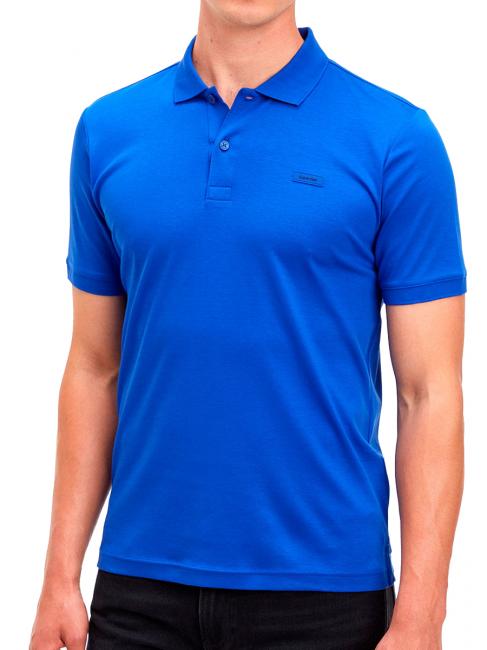 CALVIN KLEIN SMOOTH Slim Short-sleeved polo shirt, in cotton mid azure blue - Polo shirt