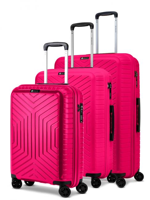 R RONCATO HEXA Set of 3 trolleys: cabin + medium + large fuchsia - Trolley Set