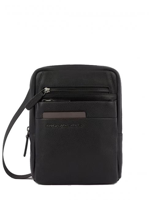 PIQUADRO PAAVO iPad Mini bag, in leather Black - Over-the-shoulder Bags for Men