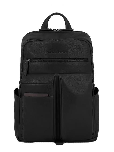 PIQUADRO PAAVO 14" laptop backpack, in leather Black - Laptop backpacks
