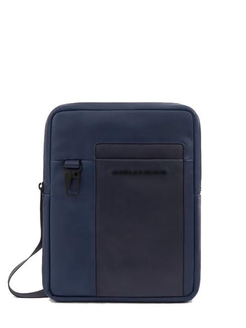 PIQUADRO FINN iPad bag, in leather blue - Over-the-shoulder Bags for Men