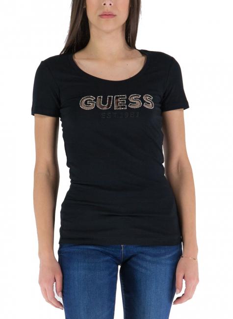 GUESS MESH LOGO  T-Shirts jetbla - T-shirt