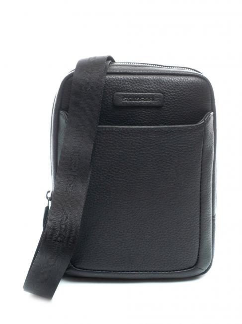 PIQUADRO MODUS RESTYLING Leather ipad mini bag Black - Over-the-shoulder Bags for Men