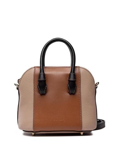 FURLA MIASTELLA Mini shoulder bag greige+cognac h+black - Women’s Bags