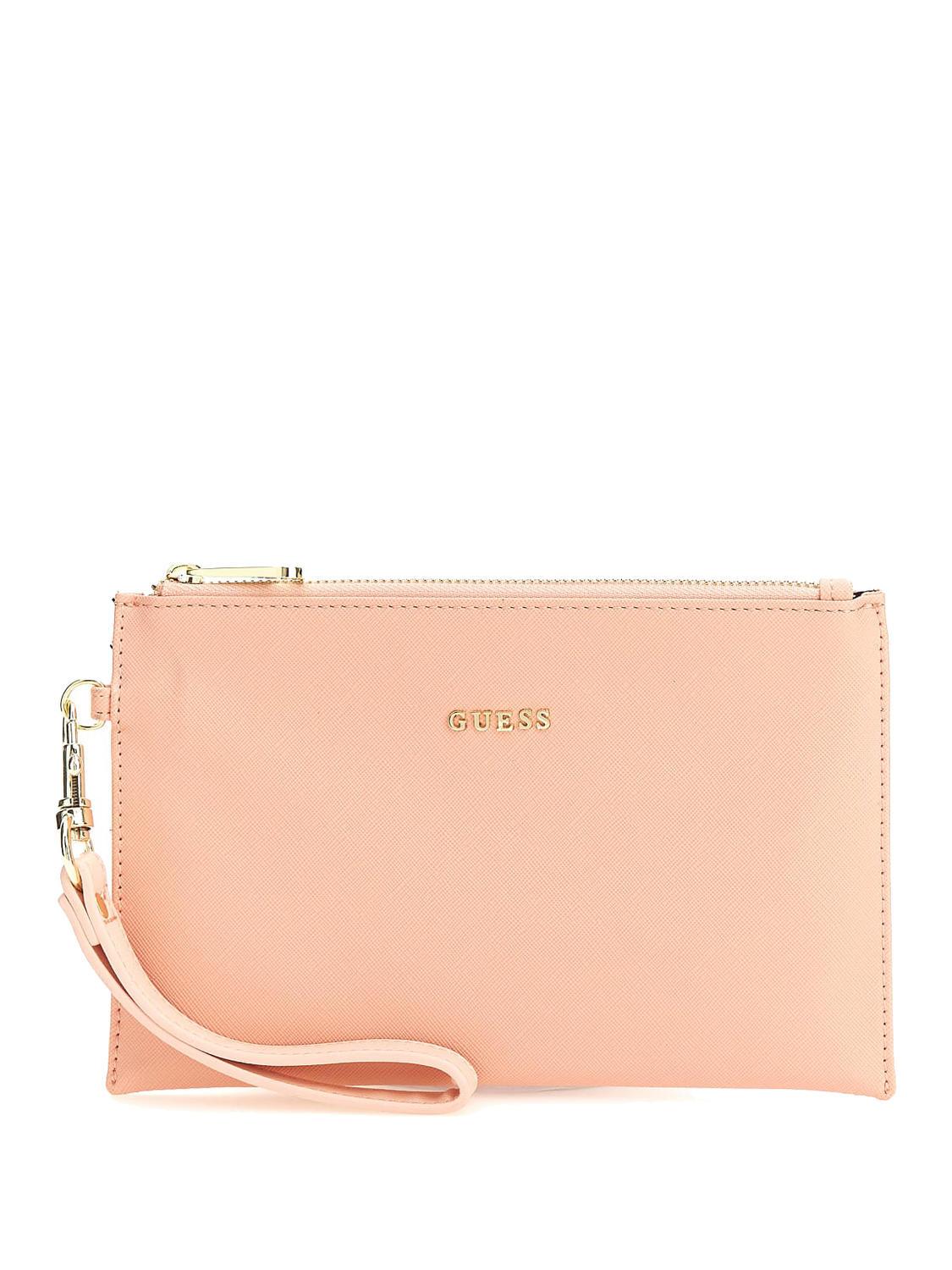 Guess Pochette Piatta Top Zip Pale Roses - Buy At Outlet Prices!