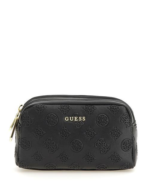 GUESS 4G LOGO PEONY Double zip toiletry bag BLACK - Sachets & Travels Cases