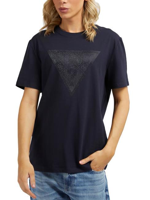 GUESS SHINY GEL TRIANGLE T-shirt with application smartblue - T-shirt
