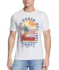 GUESS PALM WINDOW Printed T-shirt purwhite - T-shirt - 1
