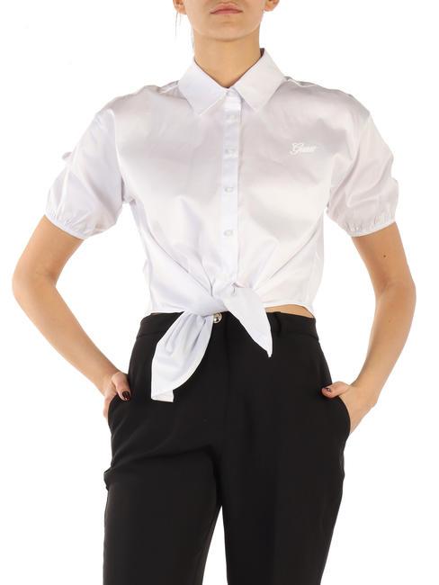 GUESS JUNE Short sleeve shirt with bow purwhite - Shirts