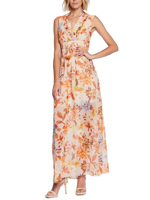 GUESS GILDA Long floral print dress sunset garden - Woman Clothes