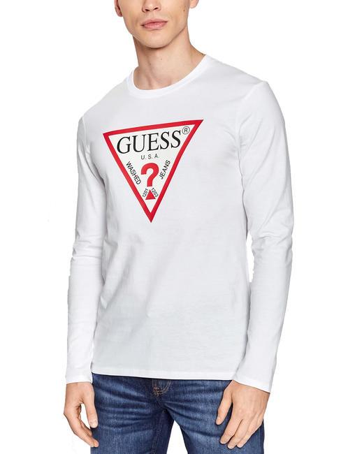 GUESS CN ORIGINAL LOGO Crewneck sweatshirt purwhite - T-shirt