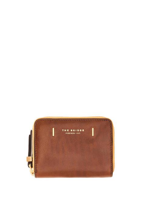 THE BRIDGE CHIARA Zip Around wallet, in leather BROWN - Women’s Wallets