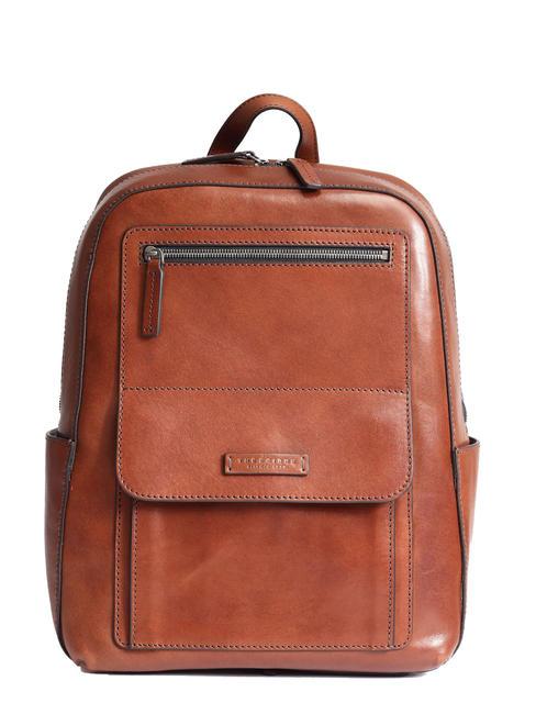 THE BRIDGE ALBERTO 13" laptop backpack, in leather Brown / Ruthenium - Laptop backpacks