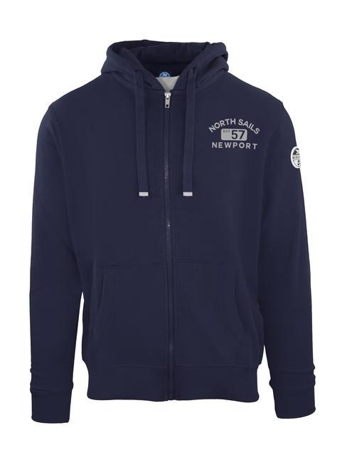NORTH SAILS N|S NEWPORT EST Full zip sweatshirt with hood blue navy - Sweatshirts