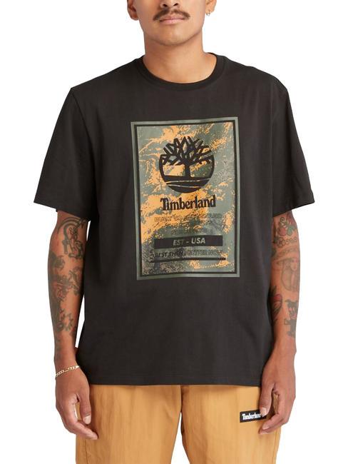 TIMBERLAND SHORT SLEEVE PRINTED LOGO Cotton T-shirt BLACK - Polo shirt