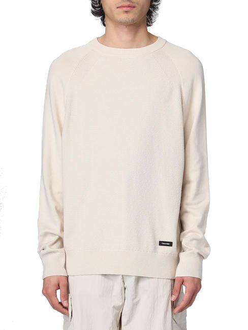 CALVIN KLEIN TEXTURED JUMPER Organic cotton sweater stony beige - Men's Sweaters