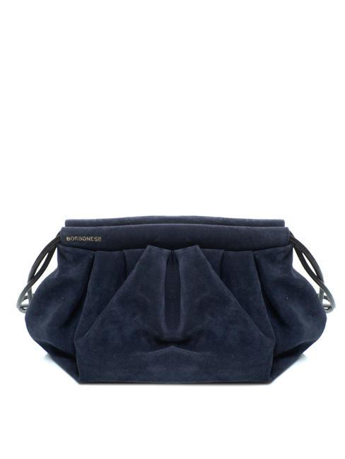 BORBONESE DUNETTE Clutch bag with leather shoulder strap blue - Women’s Bags