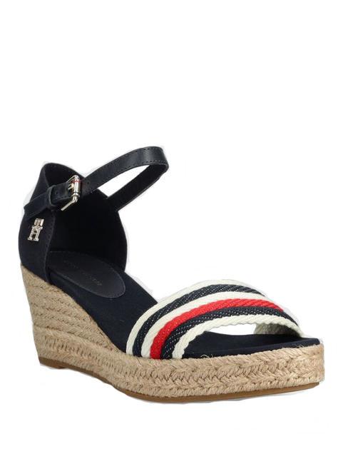 TOMMY HILFIGER MID WEDGE CORPORATE Cotton sandals space blue - Women’s shoes