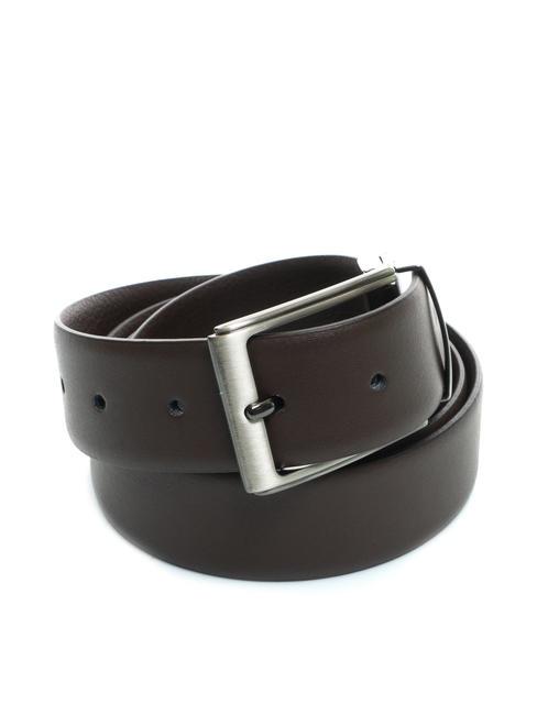 BIKKEMBERGS DOUBLE Reversible leather belt, can be shortened dark brown - Belts