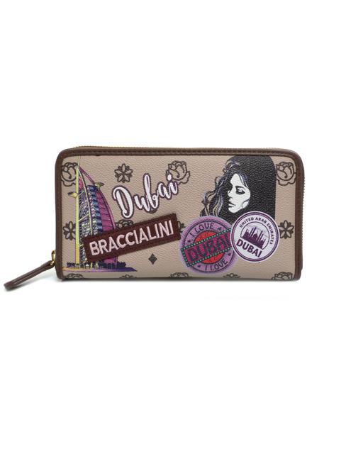 BRACCIALINI TUA Cartoline Dubai Zip Around Wallet Black - Women’s Wallets
