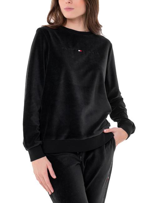 TOMMY HILFIGER HWK VELOUR Crewneck home sweatshirt black - Women's Sweatshirts