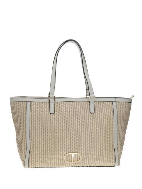 TWINSET INTRECCIO Shoulder shopping bag ivory - Women’s Bags