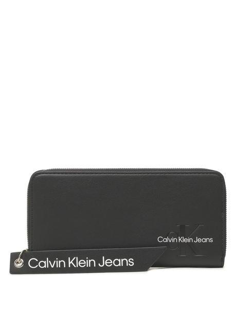 CALVIN KLEIN CK JEANS SCULPTED Large zip tag wallet black - Women’s Wallets