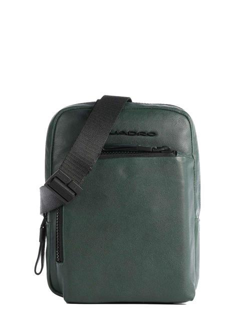 PIQUADRO HARPER Leather bag, iPad Mini holder GREEN - Over-the-shoulder Bags for Men