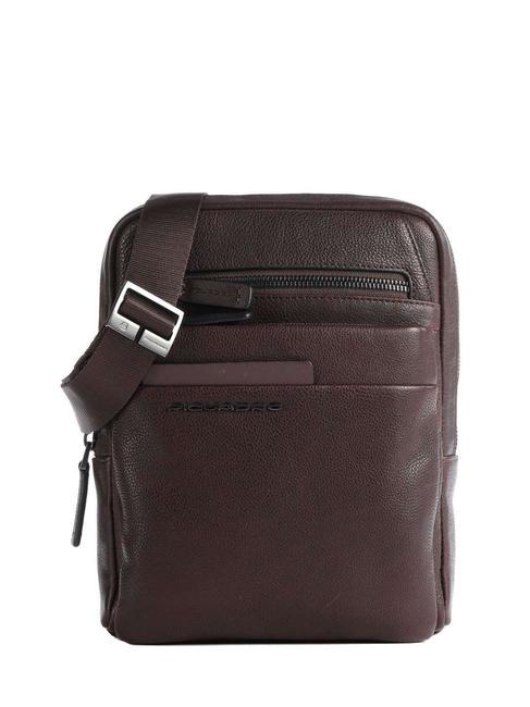 PIQUADRO PAAVO iPad Mini bag, in leather MORO - Over-the-shoulder Bags for Men