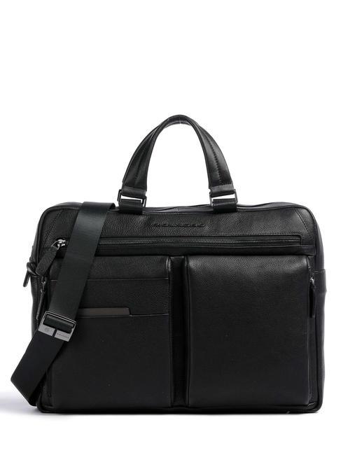 PIQUADRO PAAVO 15.6" laptop briefcase, in leather Black - Work Briefcases