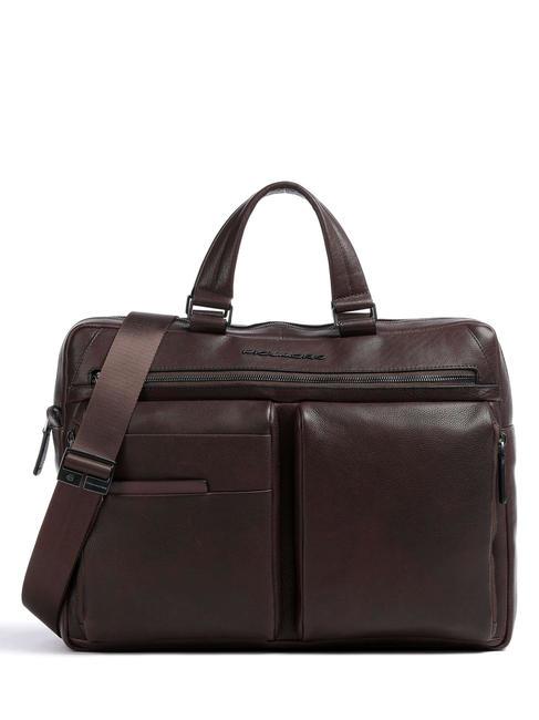 PIQUADRO PAAVO 15.6" laptop briefcase, in leather MORO - Work Briefcases