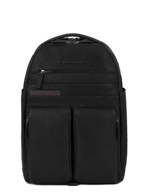 PIQUADRO PAAVO 15.6" laptop backpack, in leather Black - Laptop backpacks