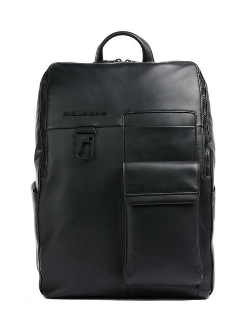 PIQUADRO FINN 14" laptop backpack, in leather Black - Laptop backpacks