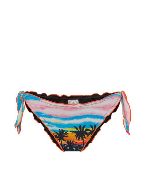 SUN68 PRINT Curly bikini bottom with ties turquoise/black - Women's swimwear