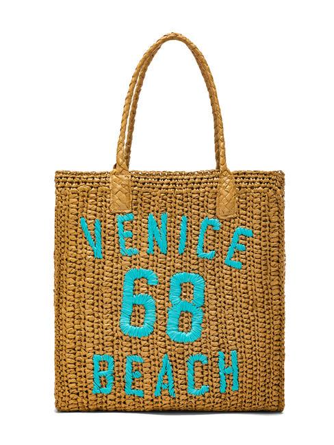 SUN68 BEACH Raffia beach bag sand/turquoise - Women’s Bags