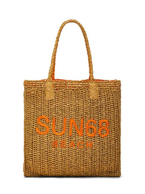 SUN68 BEACH Raffia beach bag sand/fluorescent orange - Women’s Bags