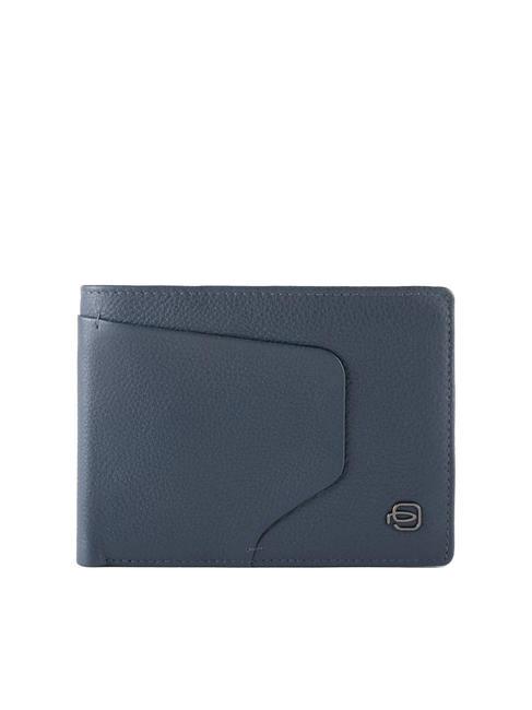 PIQUADRO AKRON Flap wallet in leather cc and coins blue - Men’s Wallets