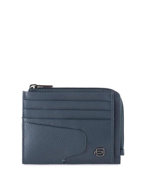 PIQUADRO AKRON Leather wallet with zip blue - Men’s Wallets