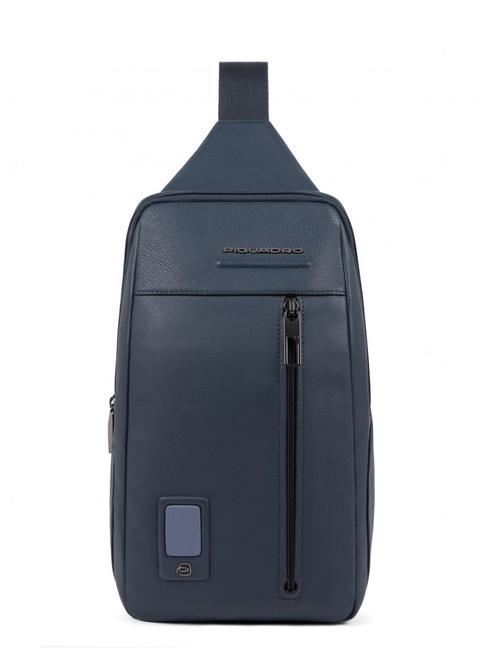 PIQUADRO AKRON Shoulder bag in leather blue - Laptop backpacks