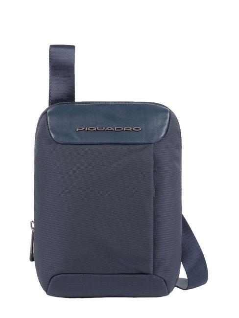 PIQUADRO MACBETH Small bag in leather and fabric blue - Over-the-shoulder Bags for Men